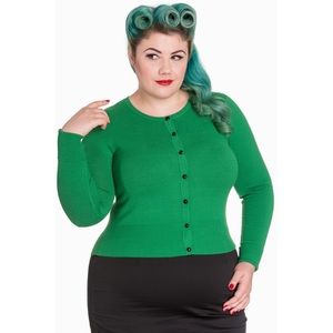 HELL BUNNY PALOMA ROCKABILLY CARDIGAN IN GREEN
